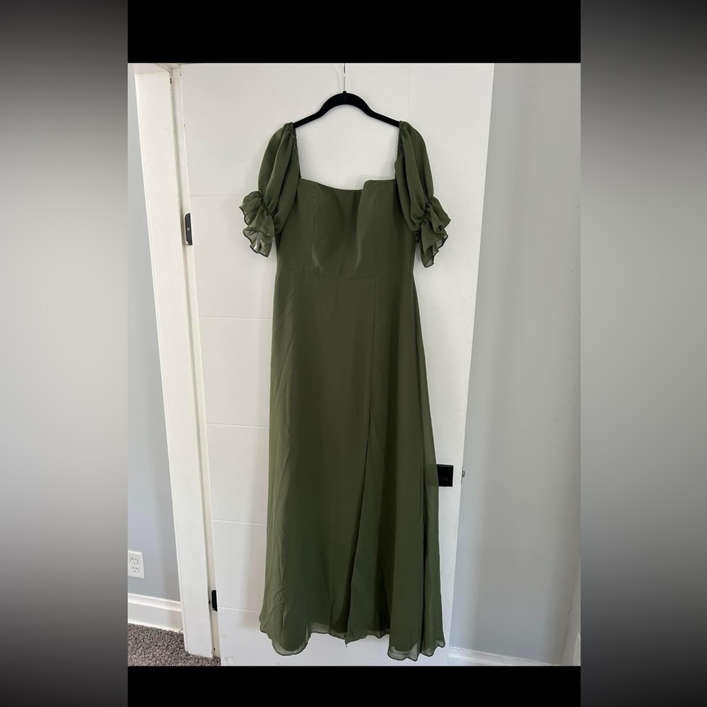Revelry Maeve Dress Olive Green Chiffon